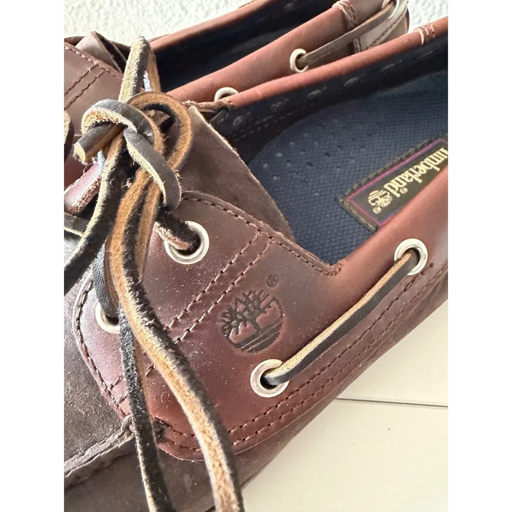 Timberland Mens Brown Leather Boat Shoes Loafers Size 10M